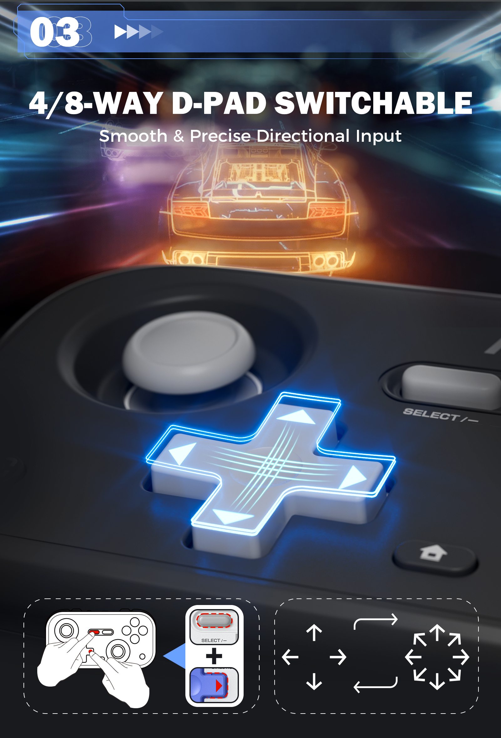 IINE Retro Pocket Game Controller /Compact & Portable Hall Joysticks ...