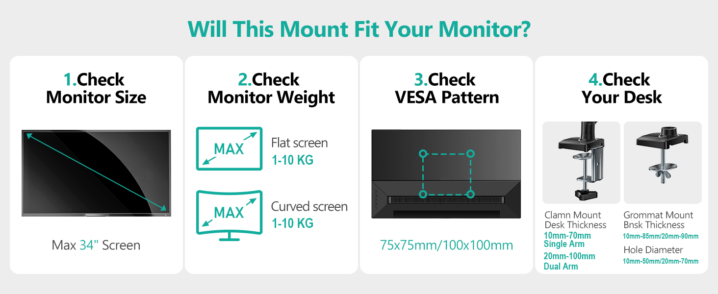 SG STOCK Computer Monitor Bracket Single/Dual Arm Adjustable Monitor ...