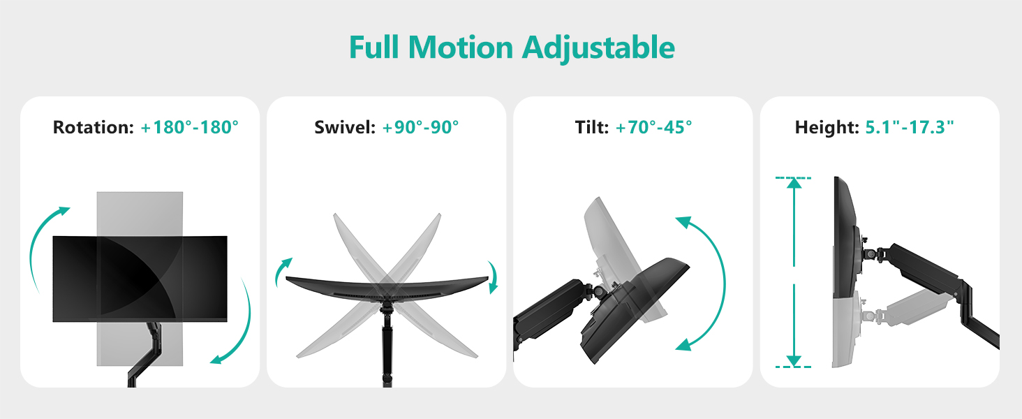 SG STOCK Computer Monitor Bracket Single/Dual Arm Adjustable Monitor ...