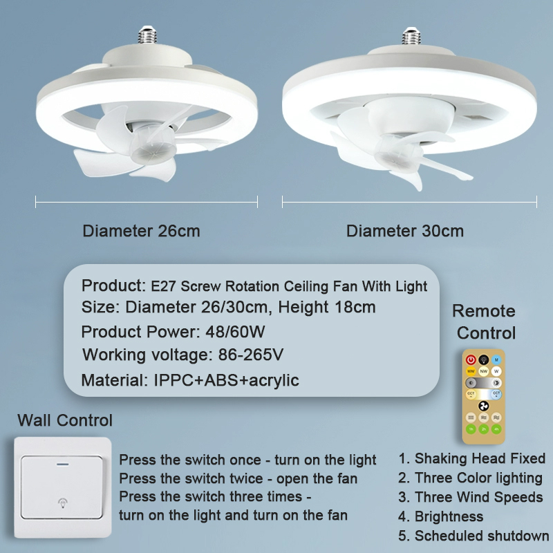 Ceiling Fan With Light Fan With Led Light And Remote Control 360 ...