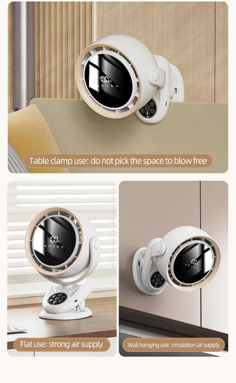 F7 Wireless Remote Control Swing Air Circulation Fan USB Rechargeable ...