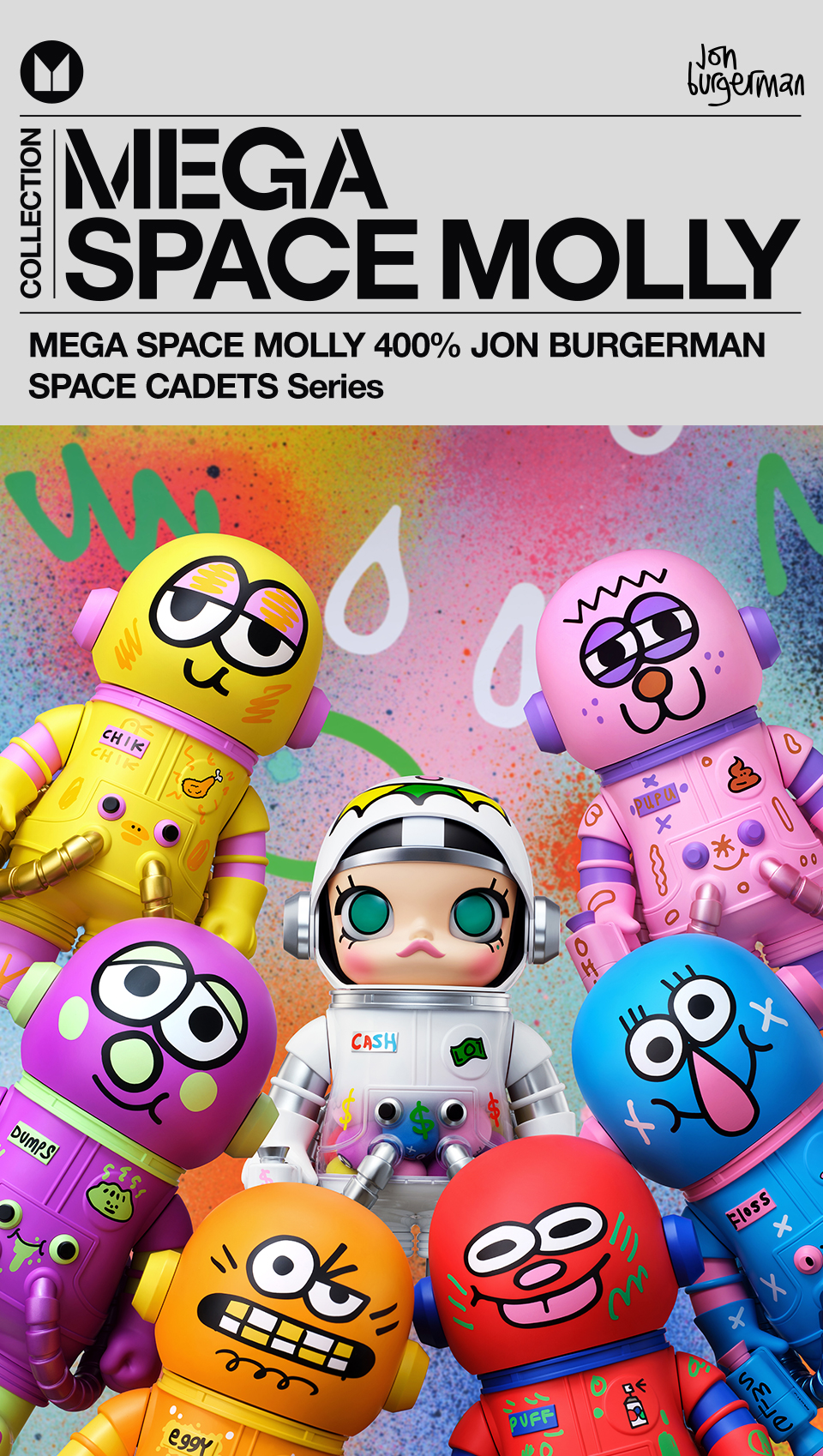 POP MART MEGA SPACE MOLLY 400% JON BURGERMAN SPACE CADETS Series