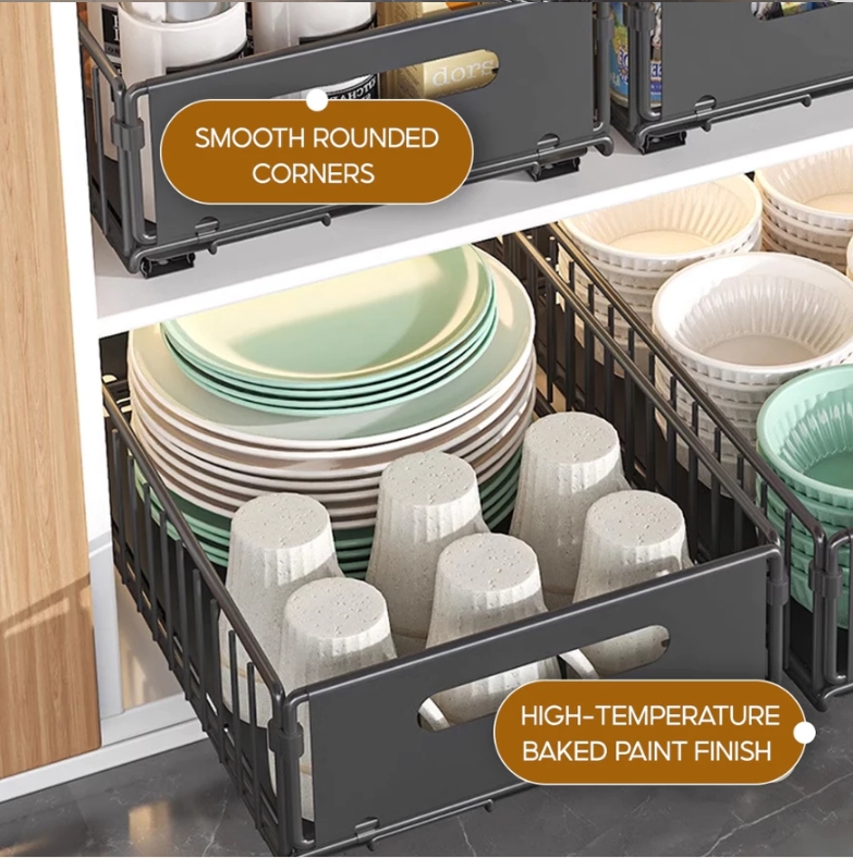 Kitchen Cabinet Pull Out Drawer Organizer Sliding Storage Rack Under ...
