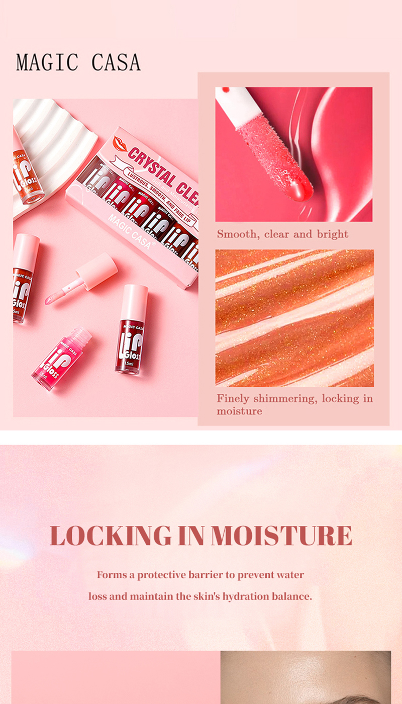 MAGIC CASA 6-Piece Lip Gloss Set - Hydrating Jelly Tint with Plumping ...
