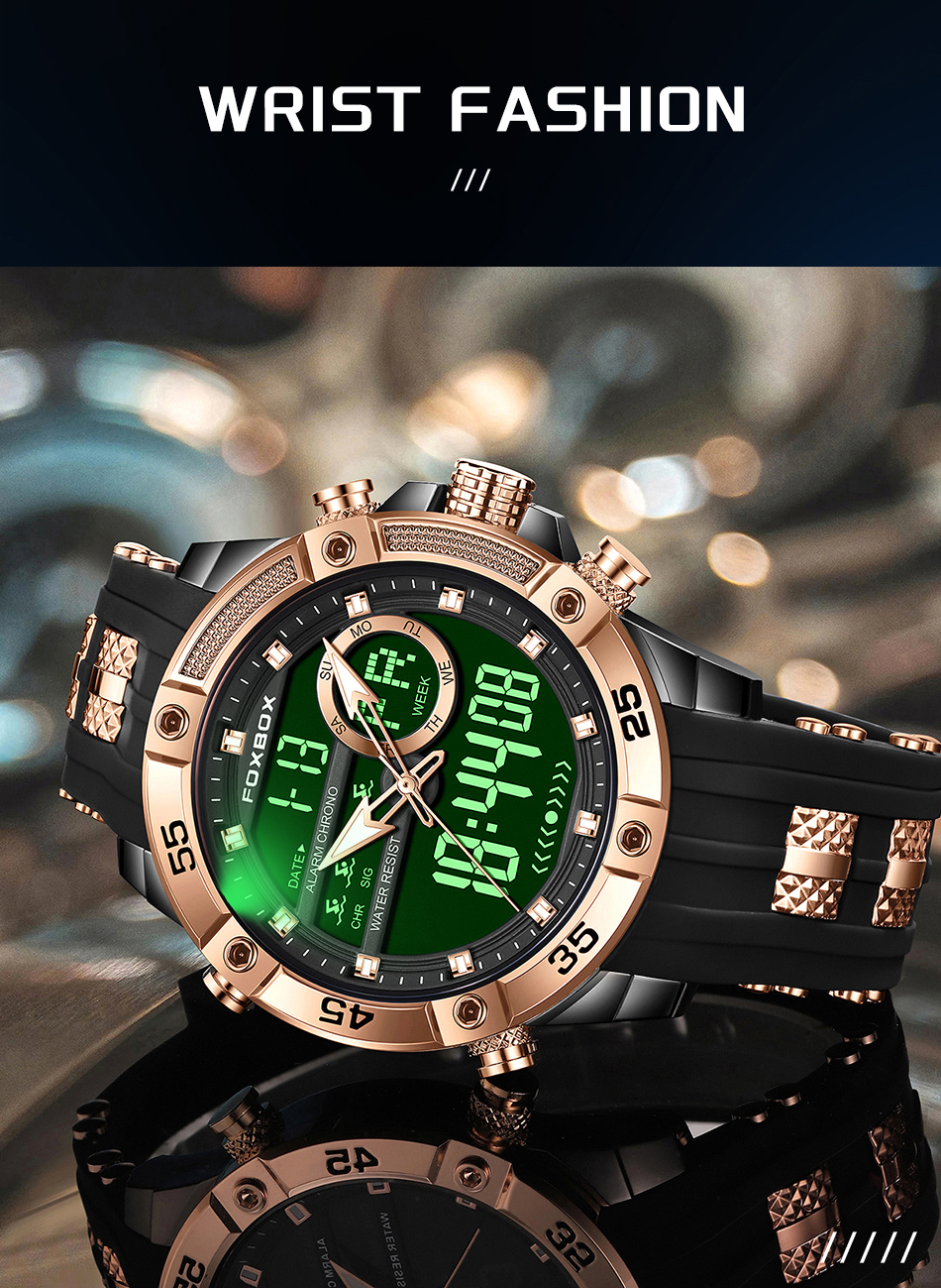 FOXBOX New Original Men Watch Analog Digital Watches For Men Fashion ...