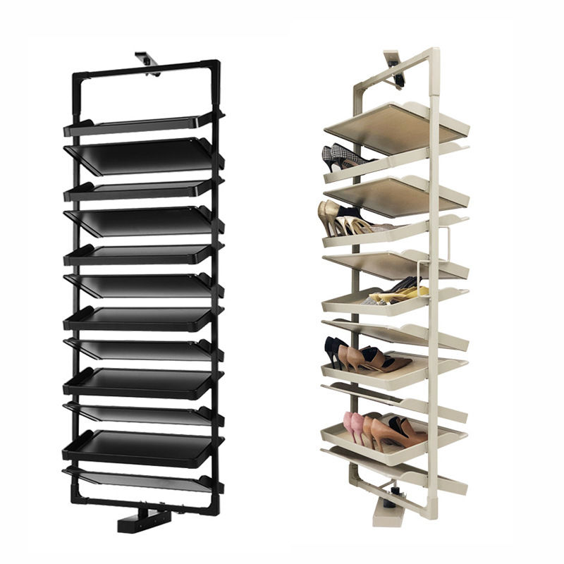 Rotating shoe rack closet inside push-pull pants rack rotating shoe ...