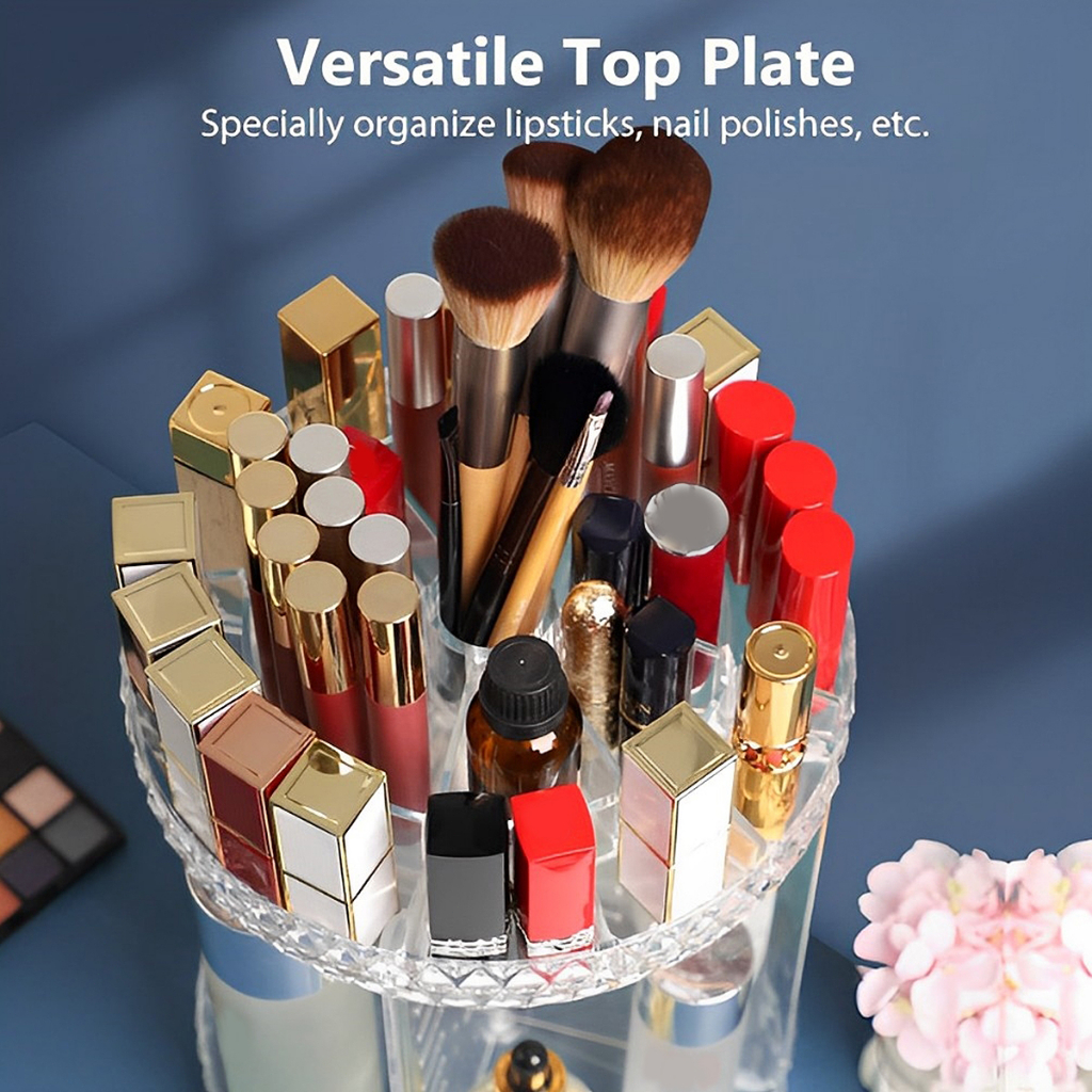 [Sg Stock]360° Rotating Makeup Rack 3 Tiers Transparent Acrylic ...