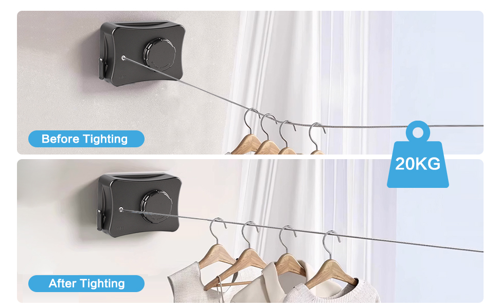 Retractable Clothesline Outdoor, Wall Mounted Drying Rack Clothesline ...