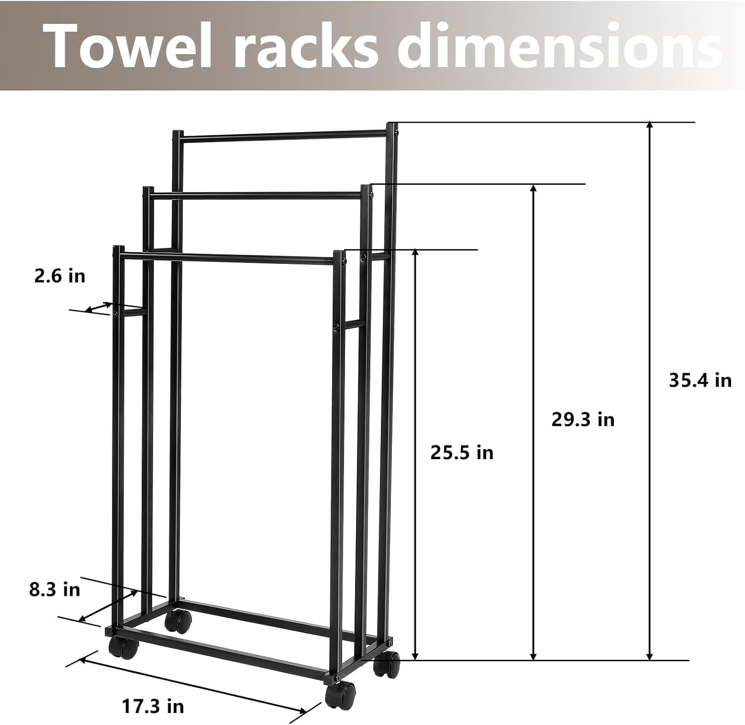 Standing Towel Rack 3-Tier with Wheels Bath Towel Rack Light Luxury ...