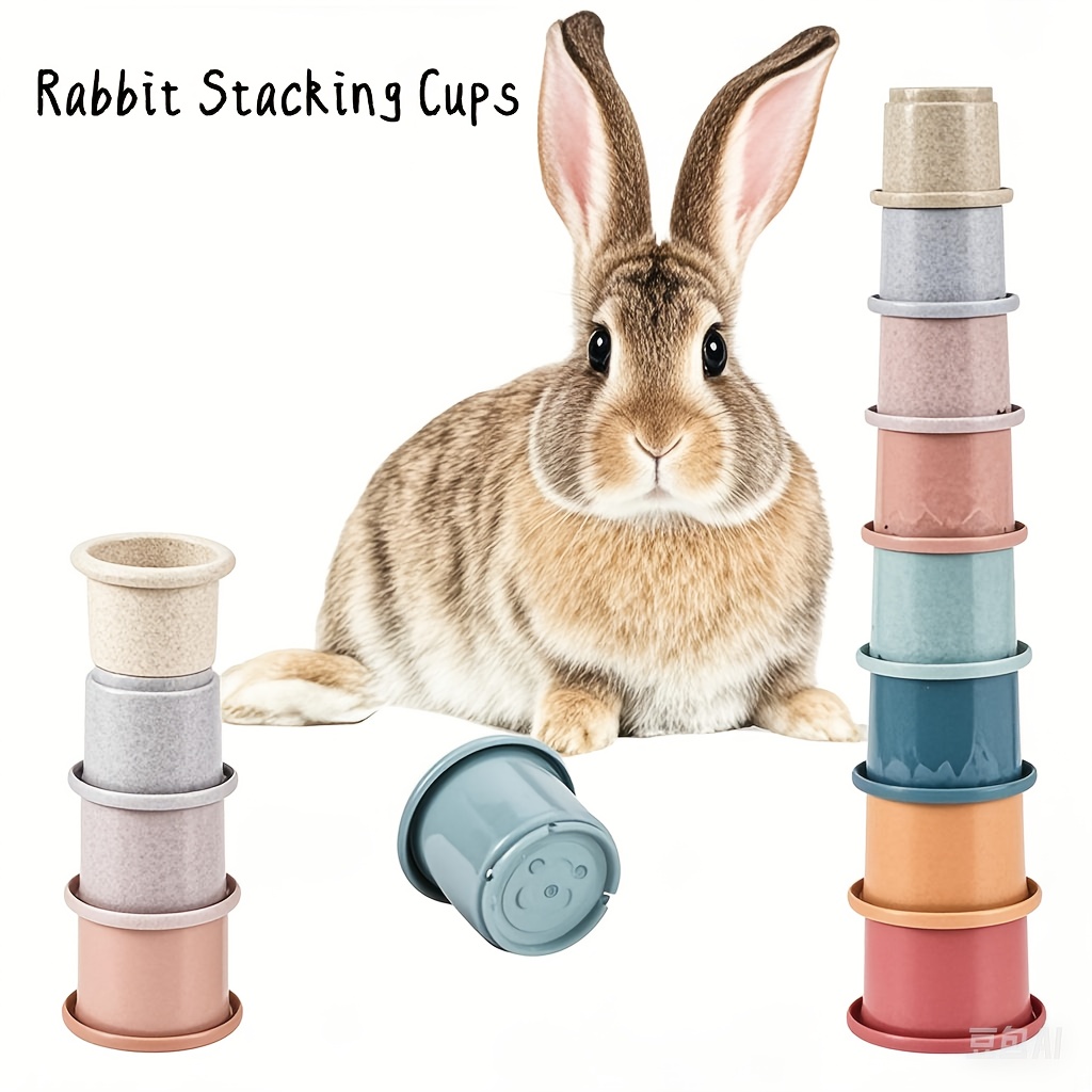 8pcs Colorful Plastic Stacking Cups for Rabbits & Small Animals ...