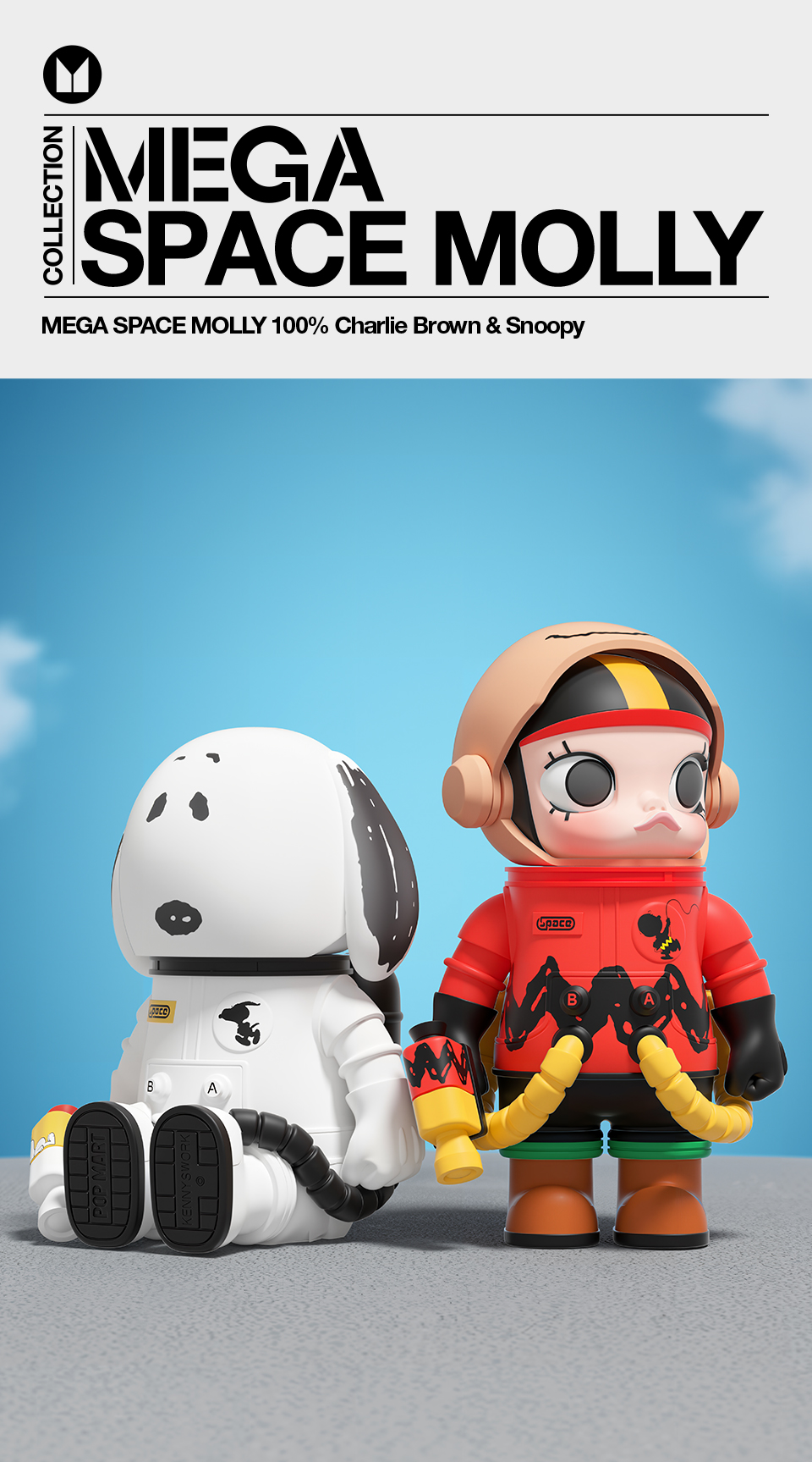 POP MART MEGA SPACE MOLLY 100% Charlie Brown & Snoopy