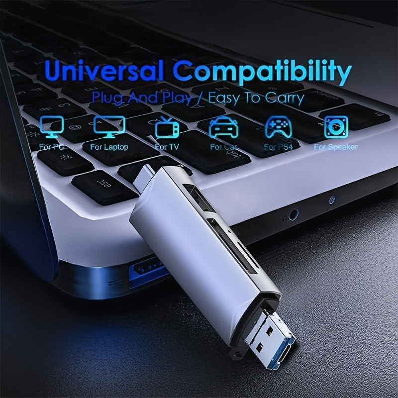 Type C OTG 6 in 1 USB TF SD Card Reader For Mobile Phones Computers ...