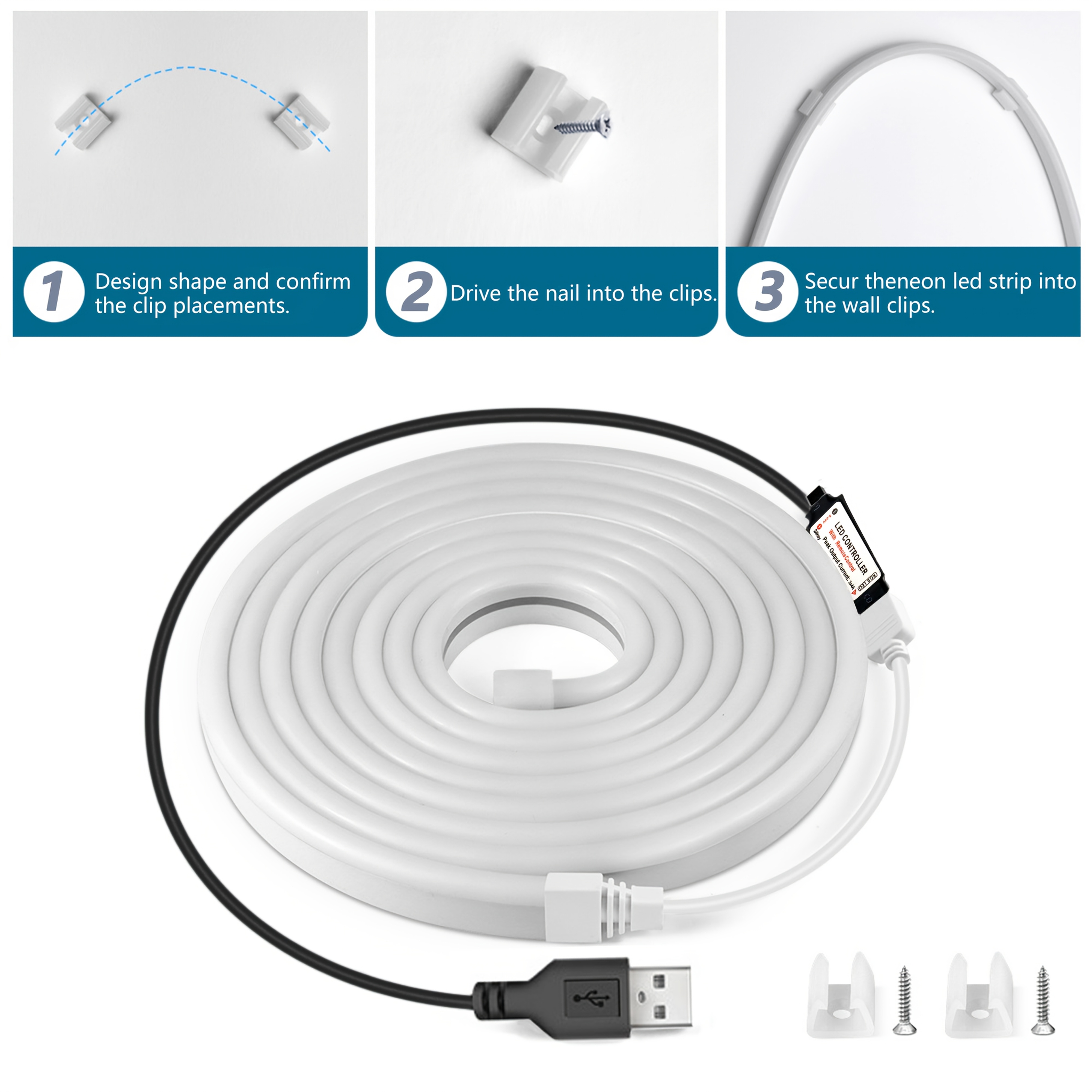 1-5m RGB LED Neon Strip USB Waterproof Flexible Lights Bluetooth App ...
