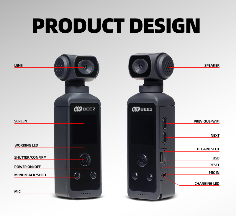 KiTBEEZ KA-2 Pocket WiFi Action Camera 4K 16MP 270° Rotation Waterproof ...