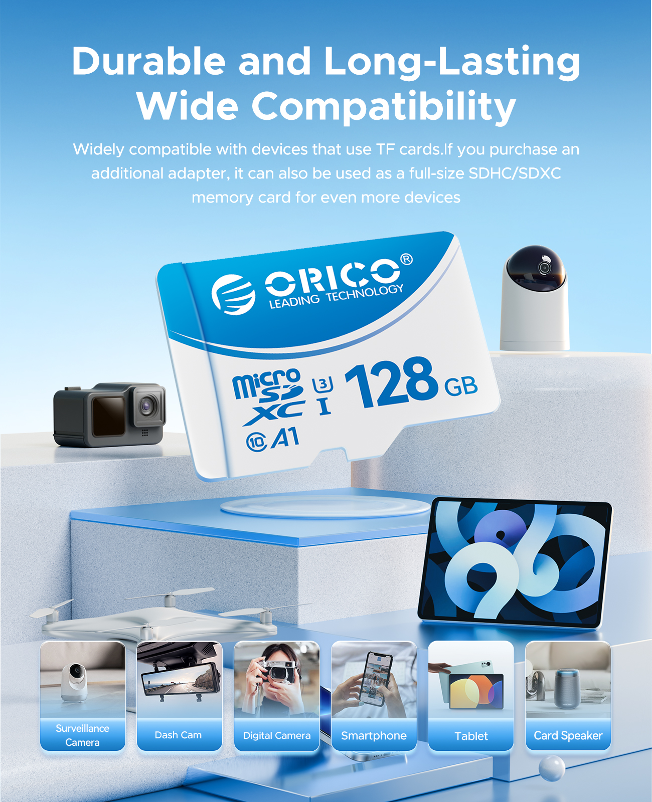 ORICO-T3 Micro SD Card 70MB/s Class10 Waterproof TF Memory Card for ...