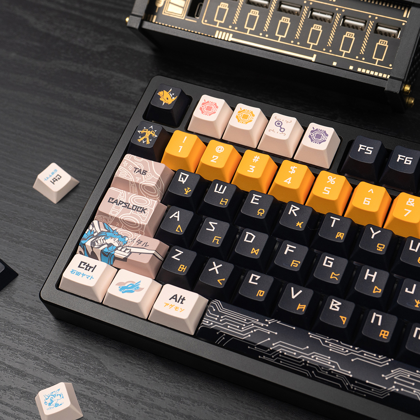 Digimon Keycap Black 1.7mm thickness PBT Cherry profile Keycaps set for ...