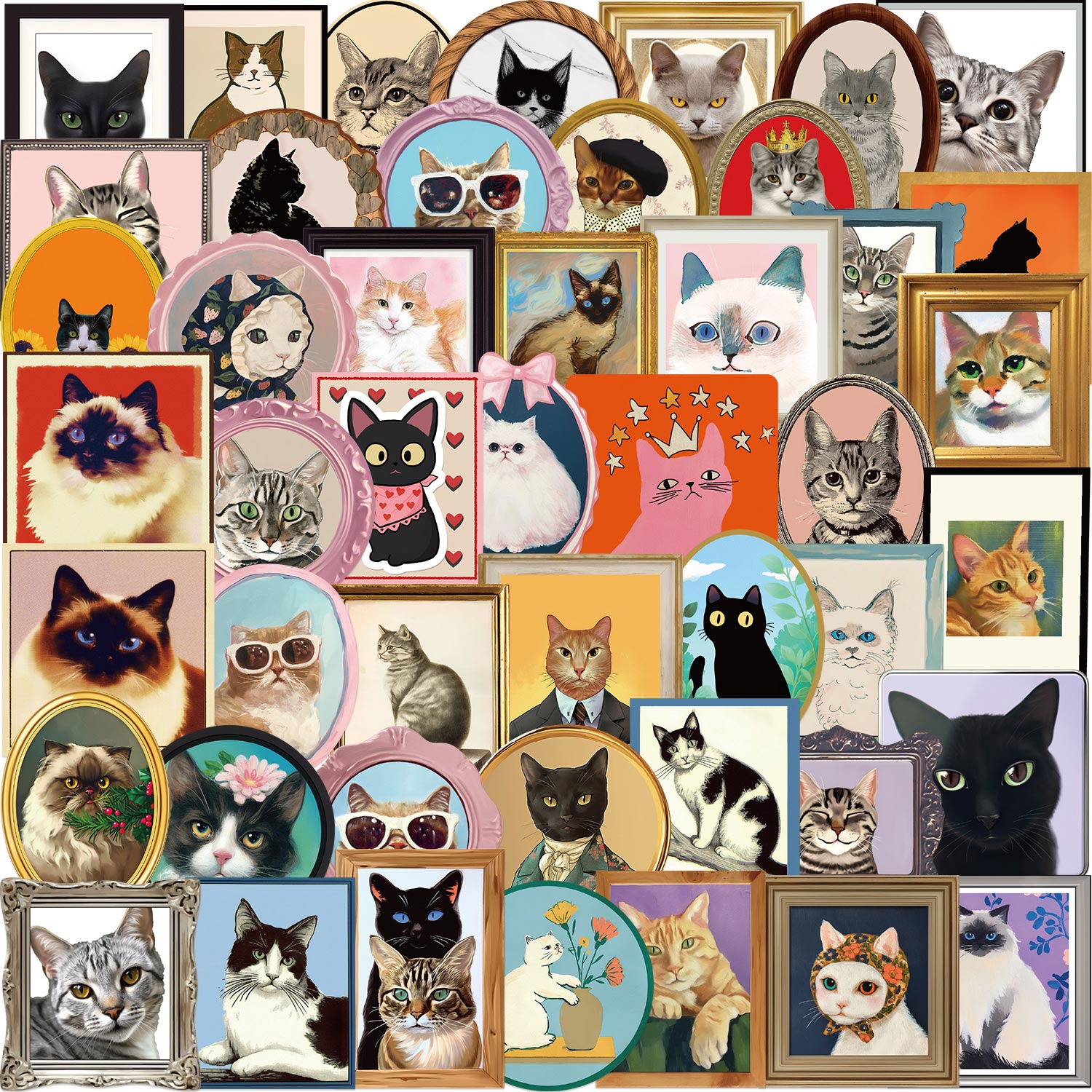 50pcs Cute Meme Cat Graffiti Stickers DIY Luggage Laptop Phone ...