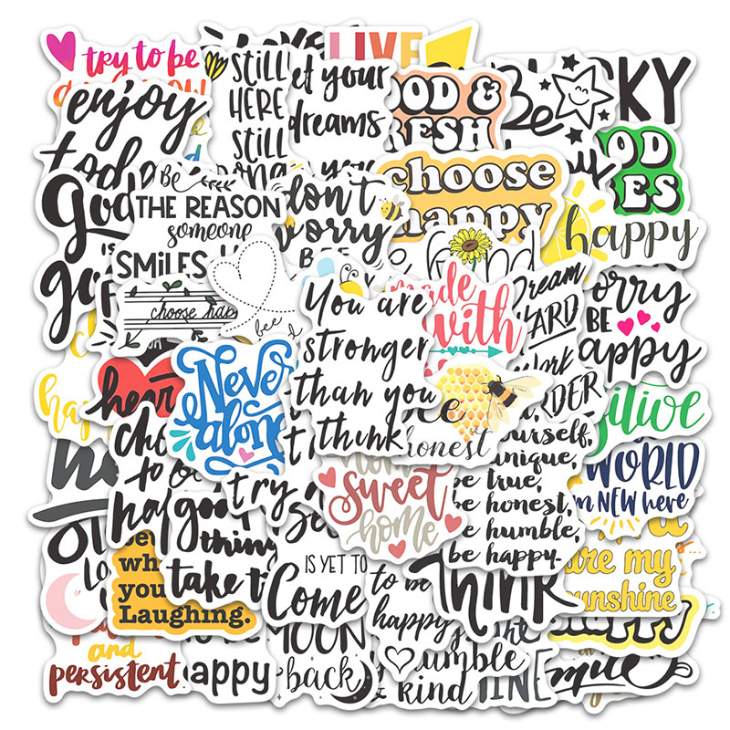 50PCS Inspirational Quote Stickers - Waterproof Vinyl Decals for ...