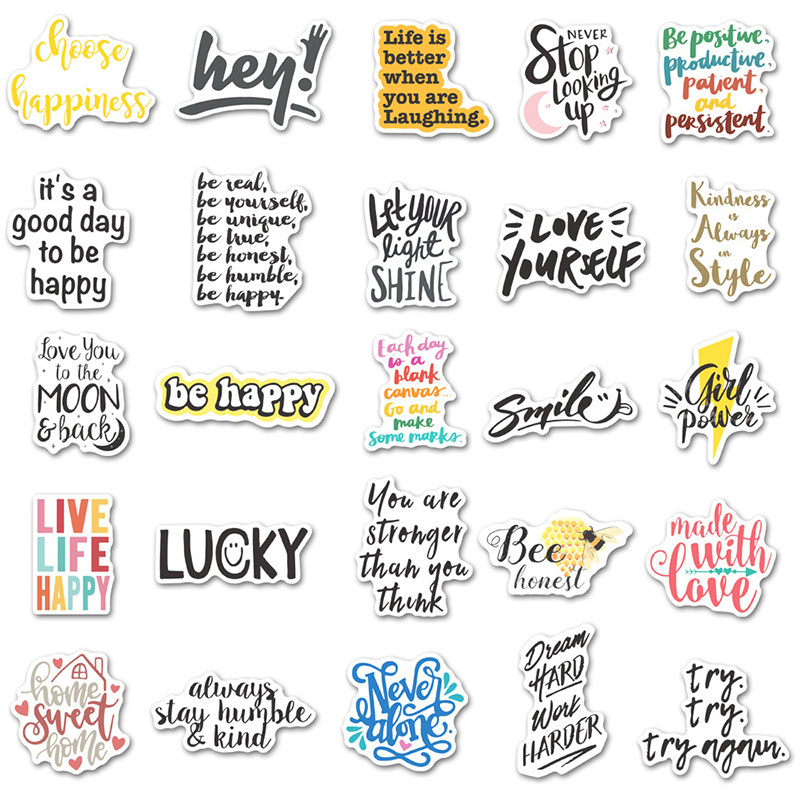 50PCS Inspirational Quote Stickers - Waterproof Vinyl Decals for ...