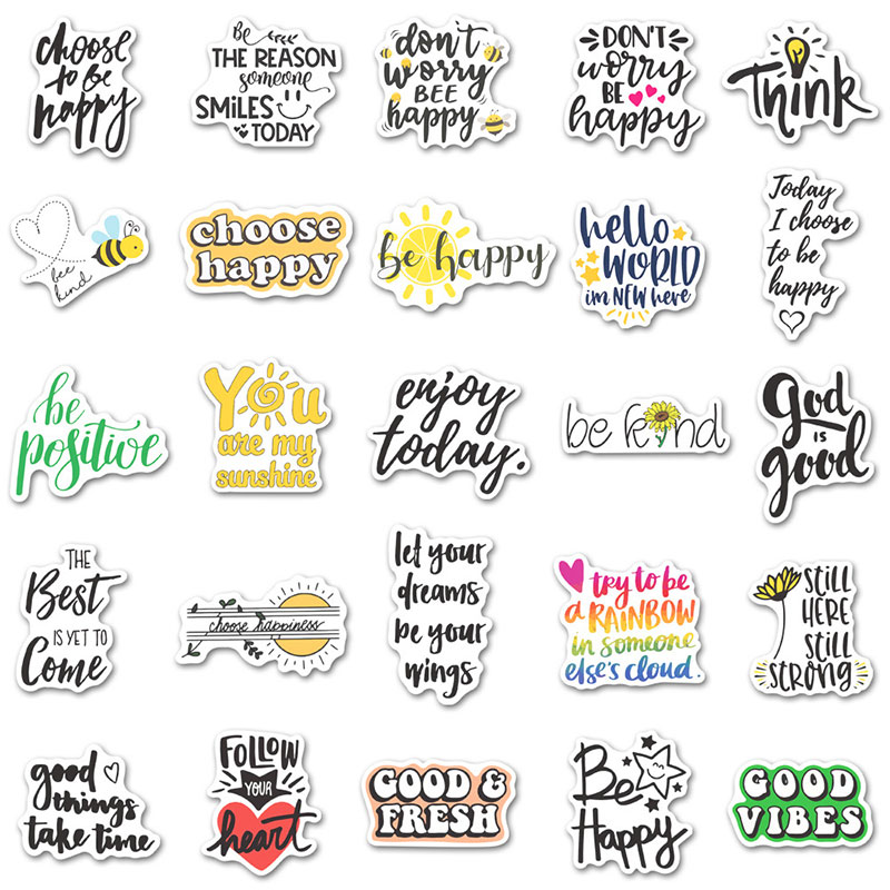 50PCS Inspirational Quote Stickers - Waterproof Vinyl Decals for ...