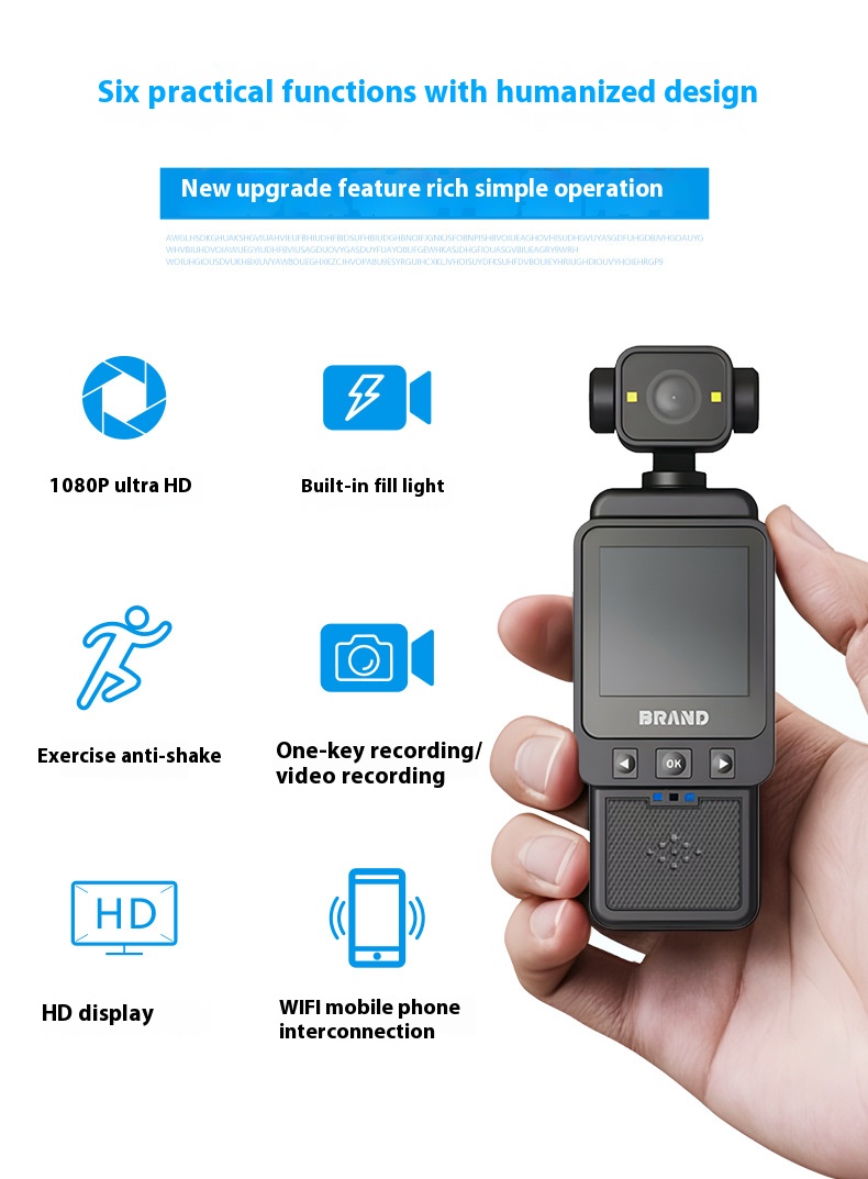 QC DV01 Action camera, 360° rotation, HD, handheld, anti-shake, outdoor ...
