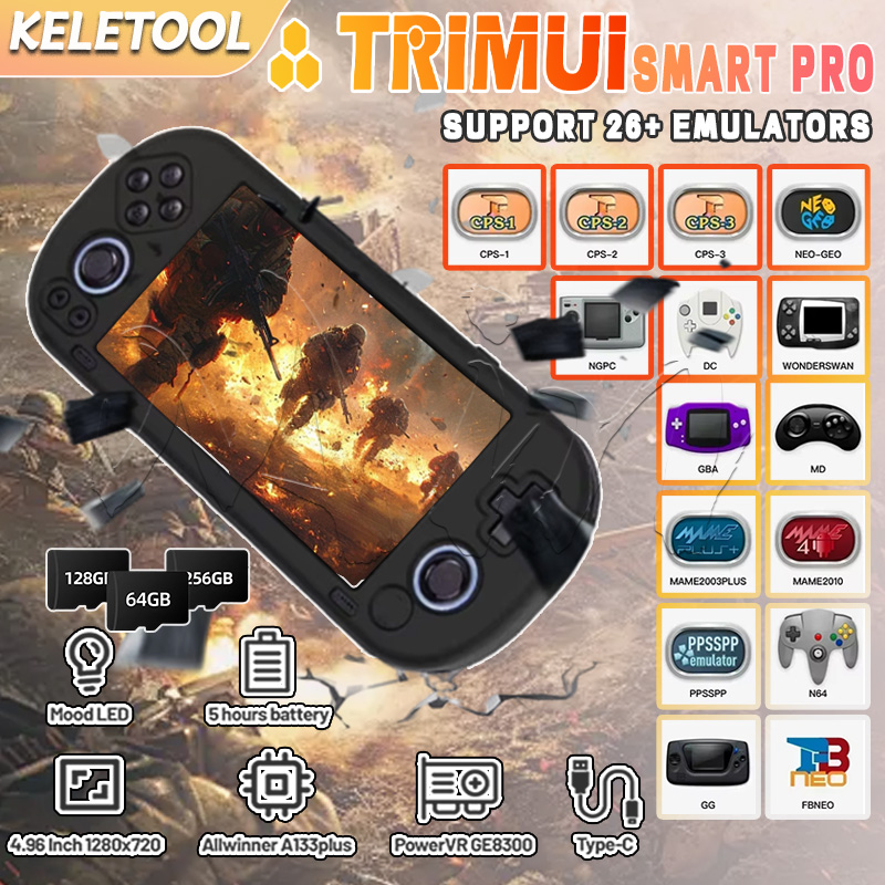 Trimui Smart Pro Handheld Game Console 4.96''IPS Screen Linux System ...