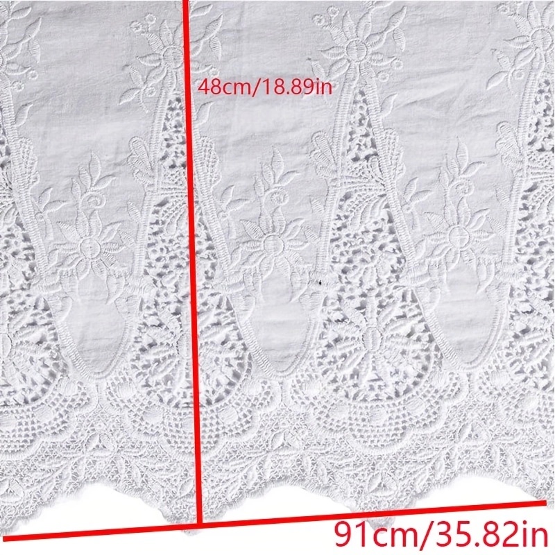 1 yard white embroidered clothing fabric lace 48cm hollow embroidery ...