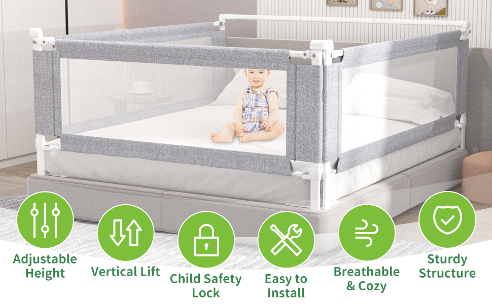 【SG Stock】baby bed Guard fence fall prevention vertical lift child bed ...