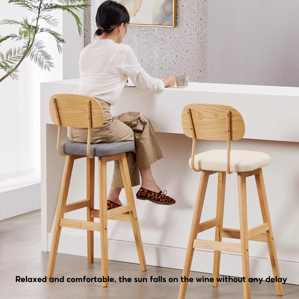 Chair solid wood simple modern bar chair home light luxury back bar ...