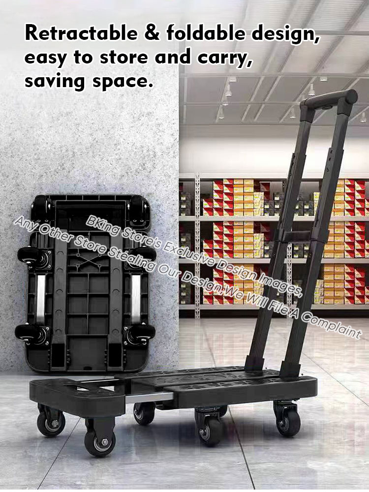 Foldable Trolley Cart With Wheels Portable Grocery Trolley Flatbed ...