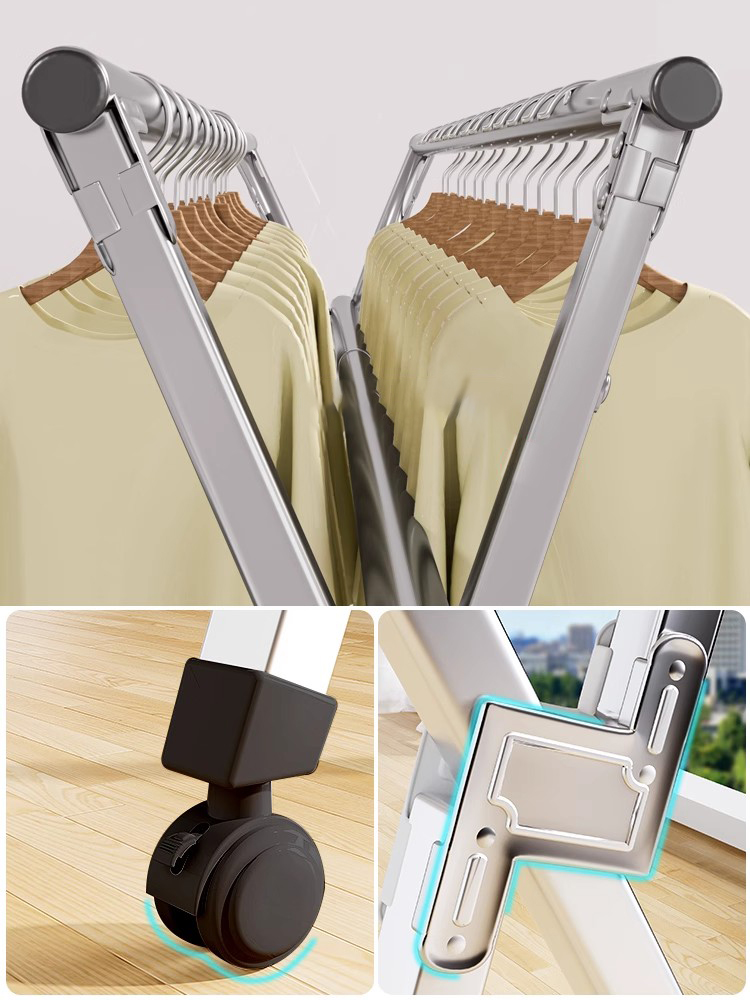 YIXIN Foldable Laundry Drying Rack Clothes Drying Rack With Wheels ...