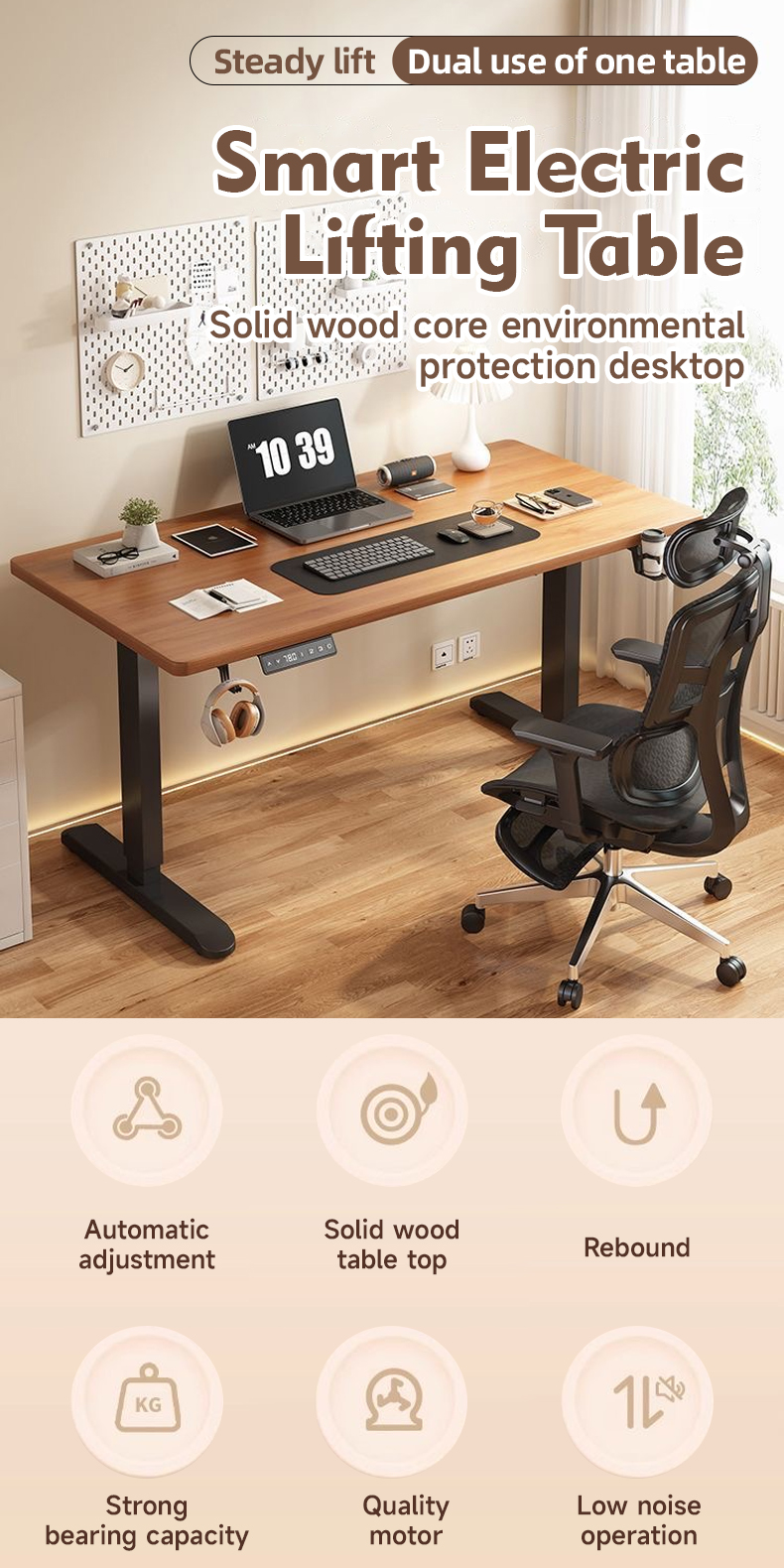 Computer Table Electric Height Adjustable 80cm Standing Desk Office 2 ...