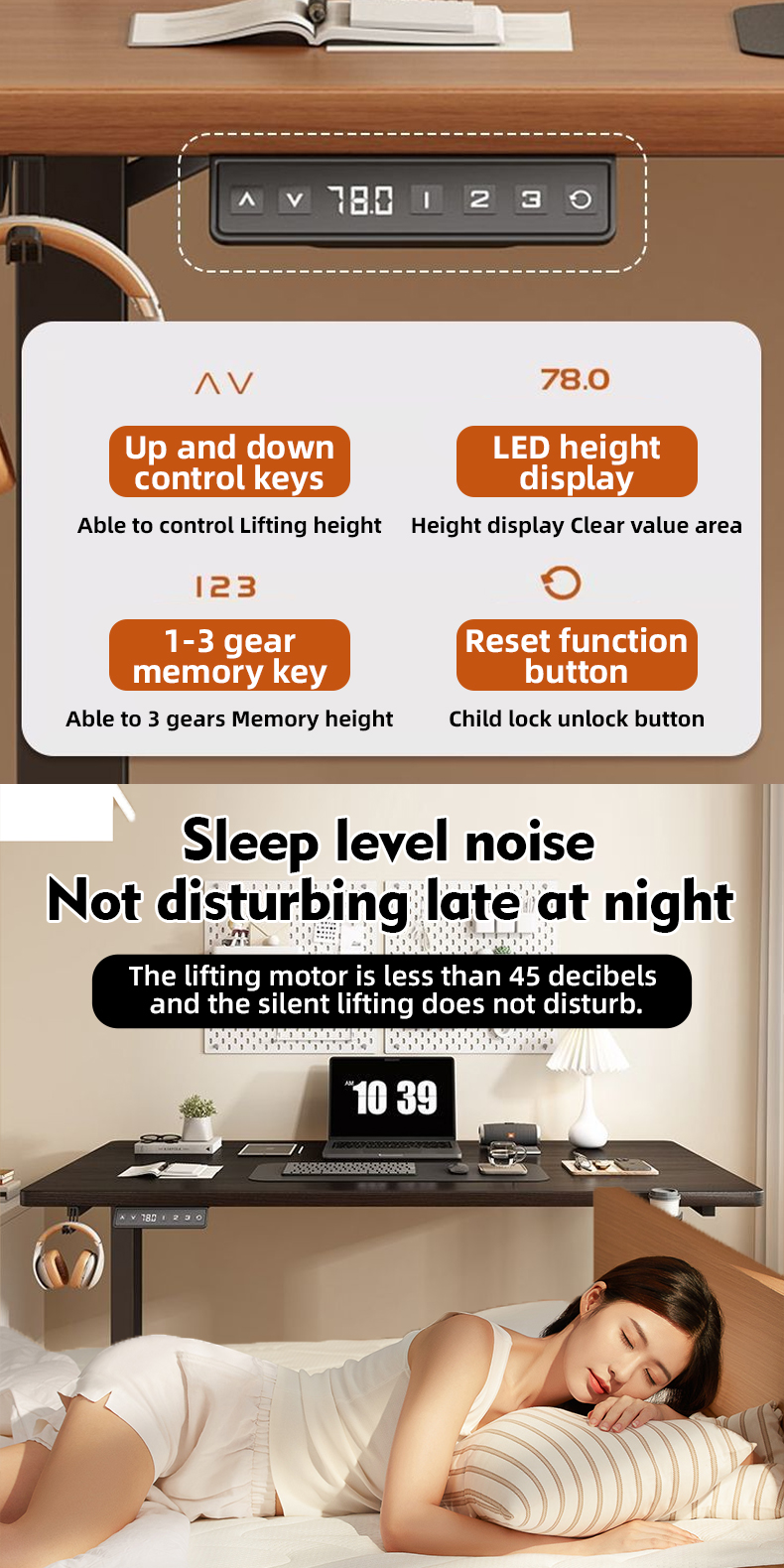Height Adjustable Computer Table Small House Standing Desk 3-speed ...