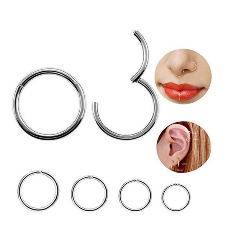 Titanium Steel Seamless Nose/Ear/Lip Ring - Secure Closure | Shopee ...