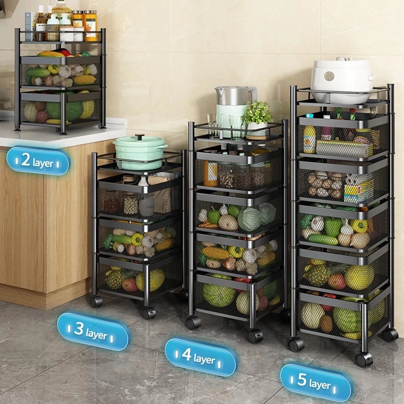 Steel Kitchen Rotating Rack Vegetable Spice Shelf Storage Organizer ...