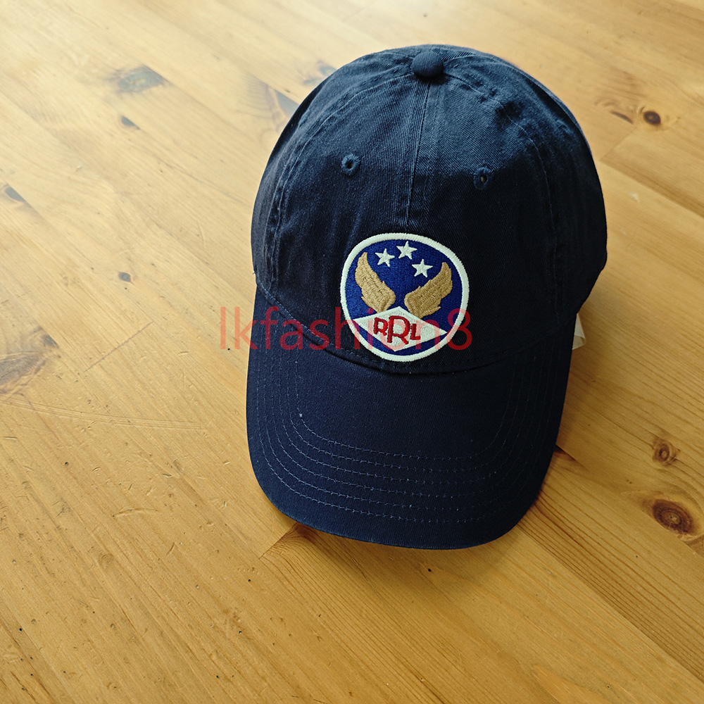 RL RR PRL Series Baseball Cap Vintage Hat Velcro Strap Navy blue 100% ...