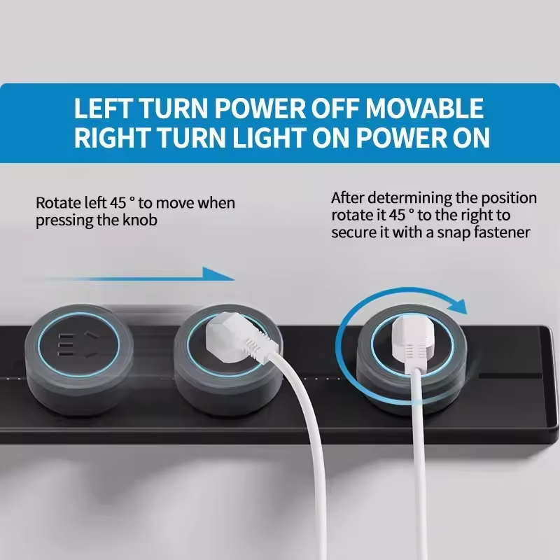 Power Track Move Socket Switch 32A Long Rail Bar Multi With LED Power ...