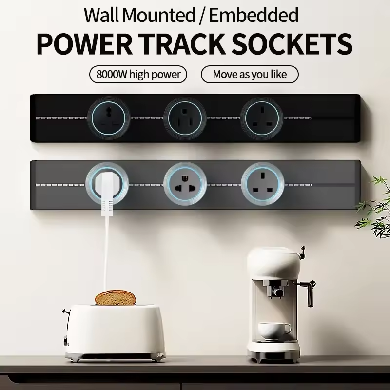 Power Track Move Socket Switch 32A Long Rail Bar Multi With LED Power ...