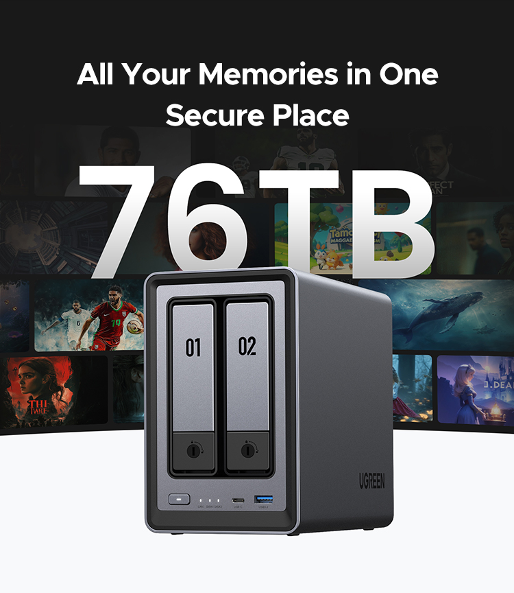 UGREEN NASync DXP2800 2-Bay Desktop NAS, Intel N100 Quad-core CPU