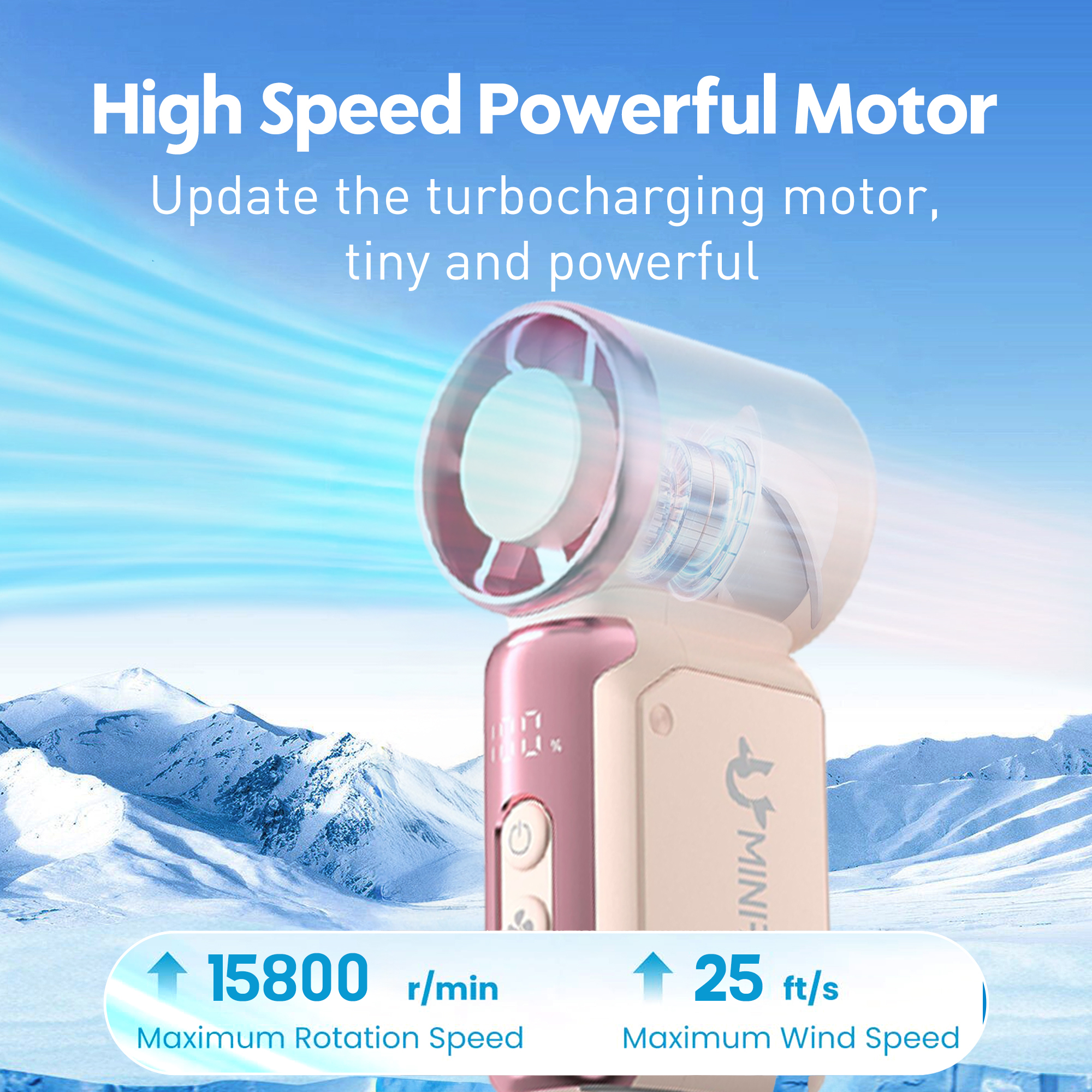 (2026 New) 4000mAh Portable Mini Handheld Fan 3.5-inch 15800 RPM High ...