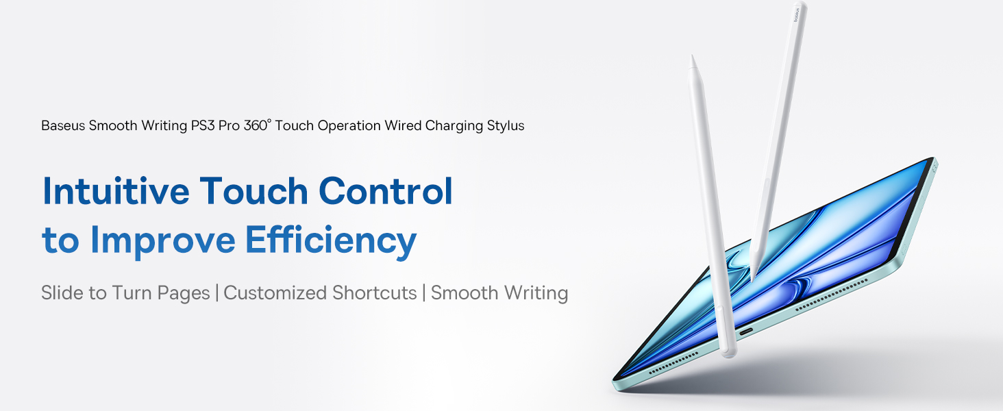 Baseus Smooth Writing PS3 Pro 360° Touch Control Stylus Pen Moon White ...