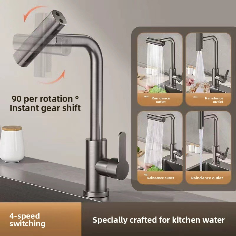 Kitchen tap 4 Mode Pull Out 360 Rotation Waterfall Stream Sprayer Head ...