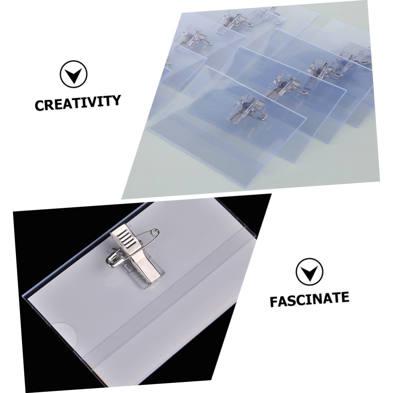 Name Tag, Pin + Clip | Pack of 10 PVC | Employee Name Tag, Plastic Tag ...