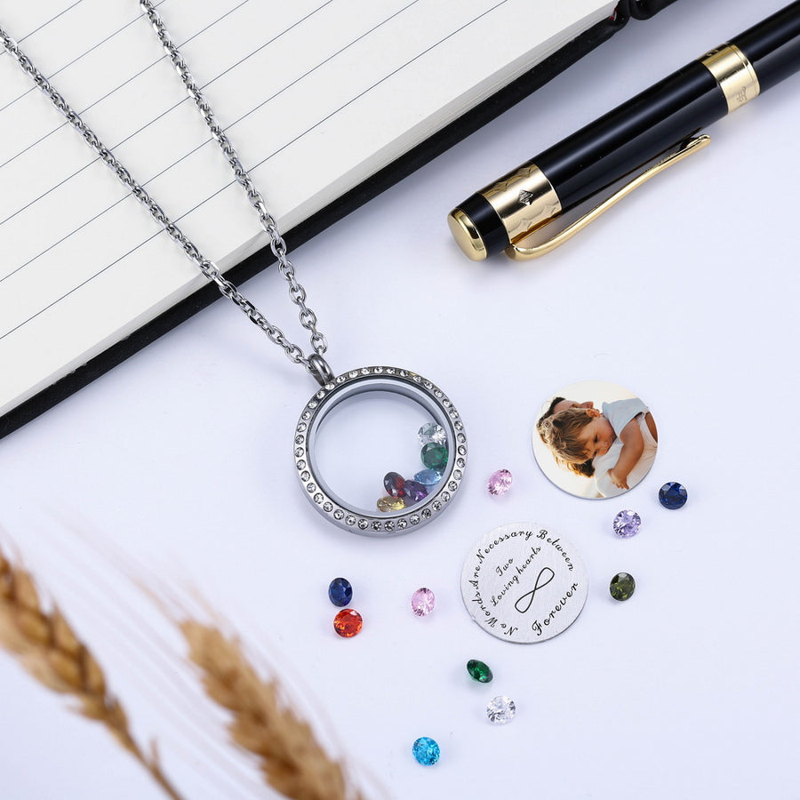 Small Tangka Gawu box pendant Round stainless steel jewelry transparent ...