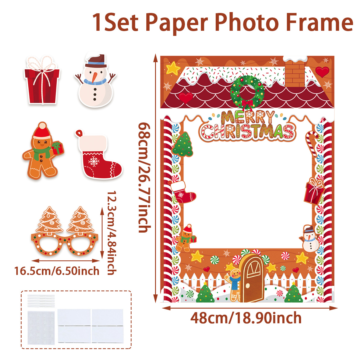 Merry Christmas Photography Props Xmas Gingerbread Photo Frame Set ...