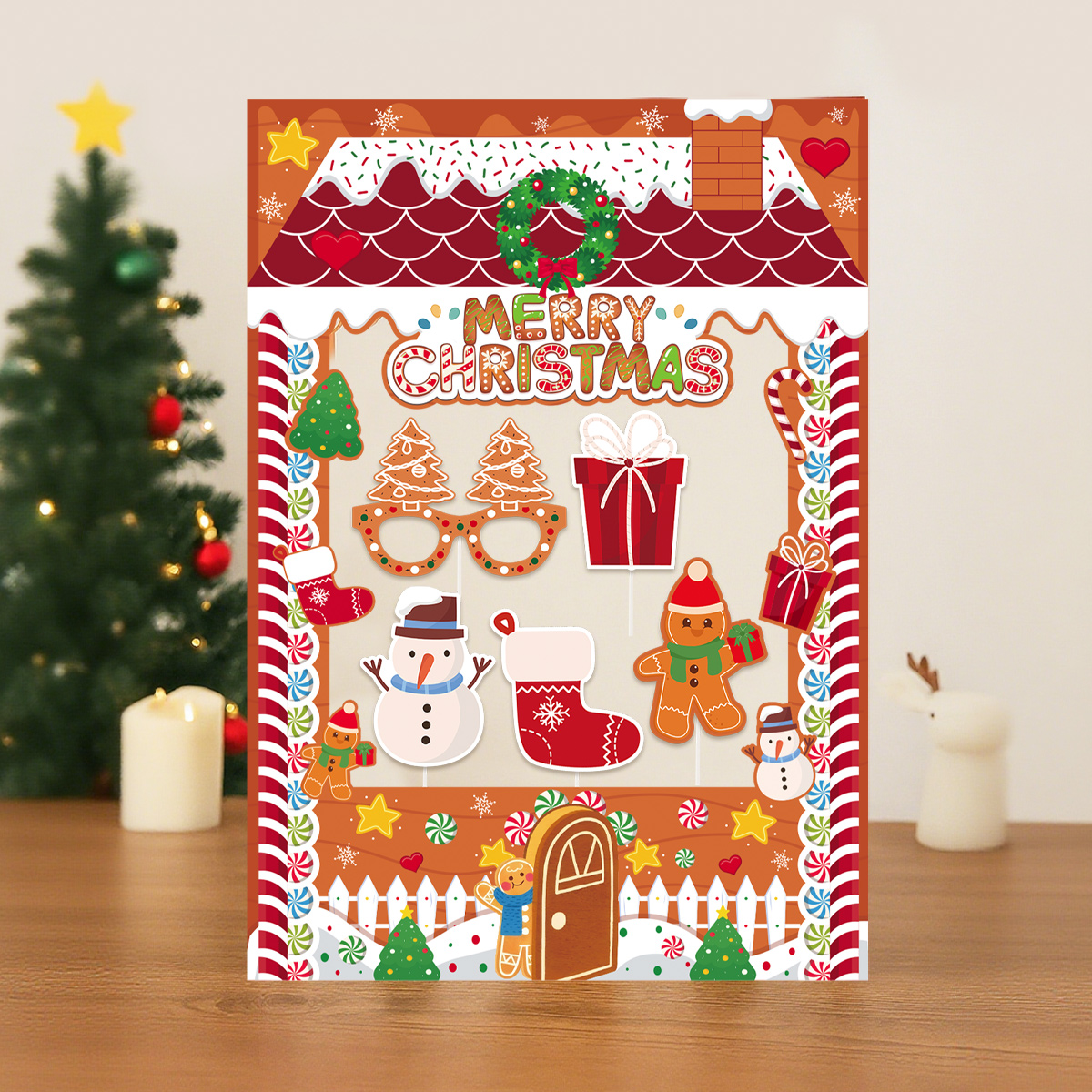 Merry Christmas Photography Props Xmas Gingerbread Photo Frame Set ...
