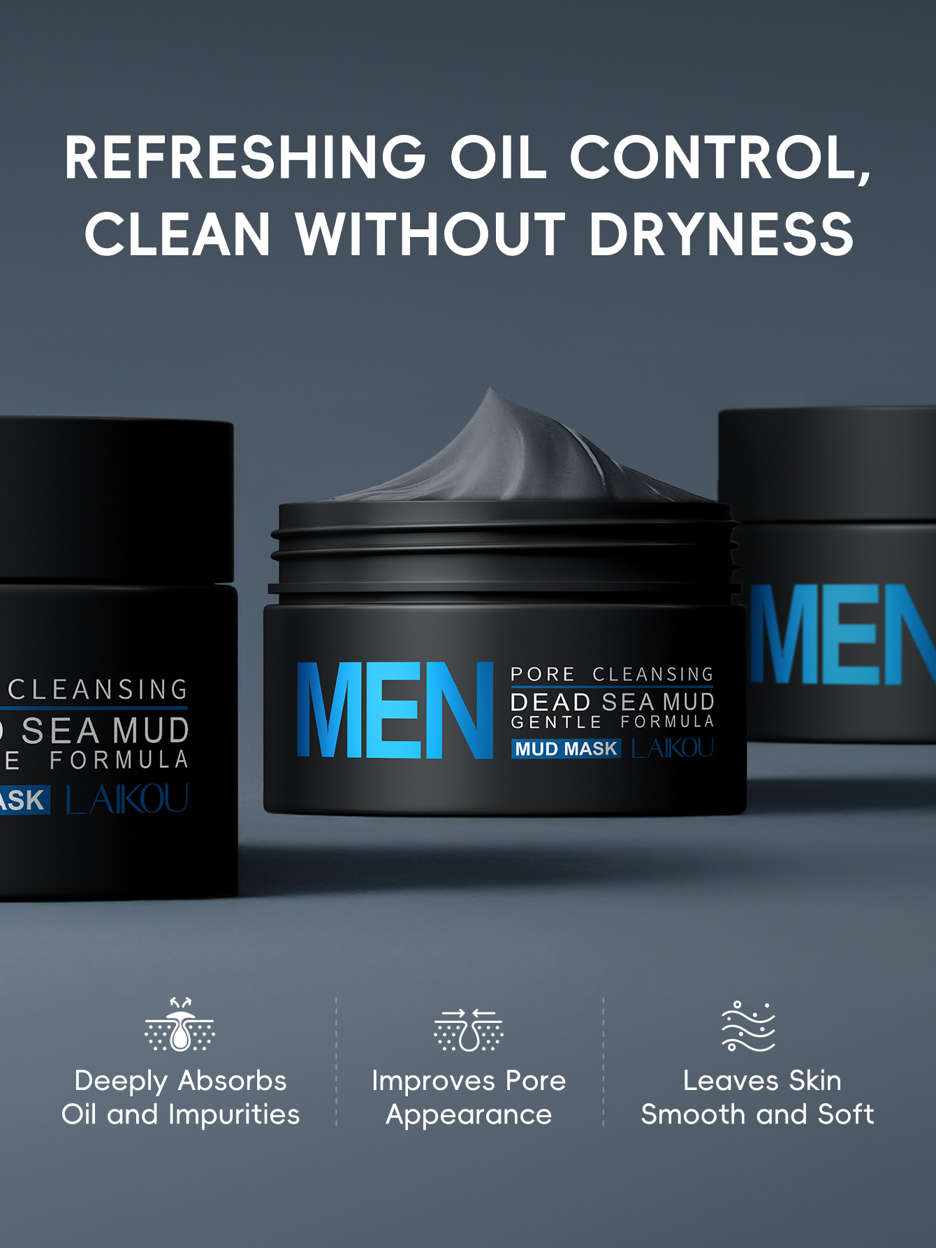 Laikou Men Dead Sea Mud Mask 100g Deep Cleansing & Oil Control Gentle ...