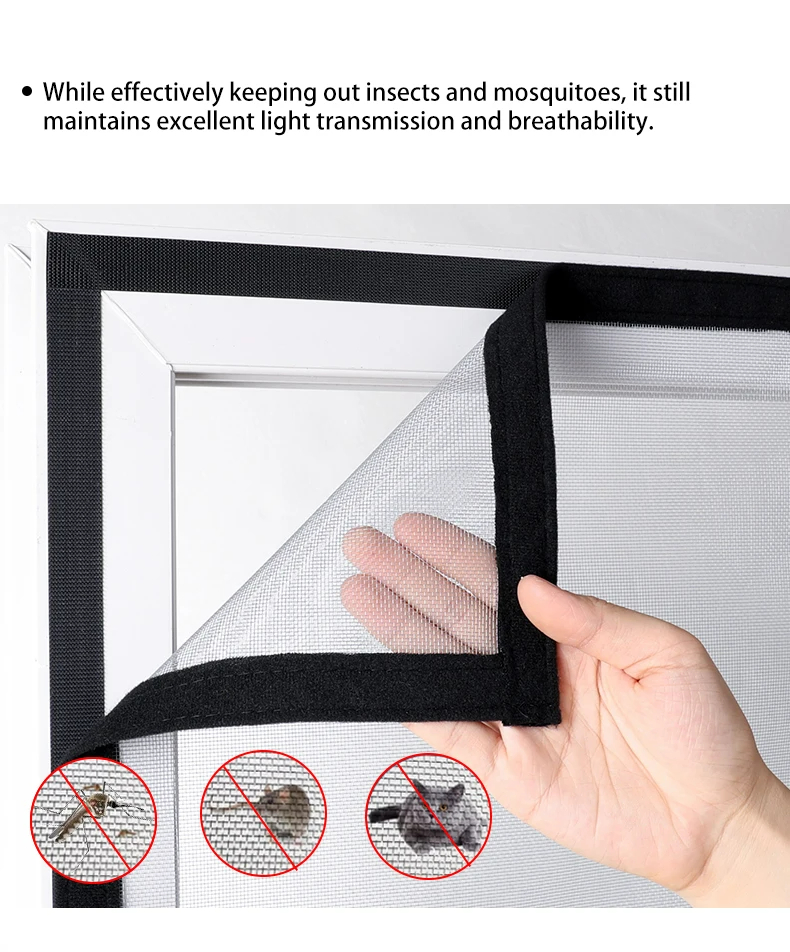 Black Velcro Window Screen Breathable Mosquito Net Washable Netting ...
