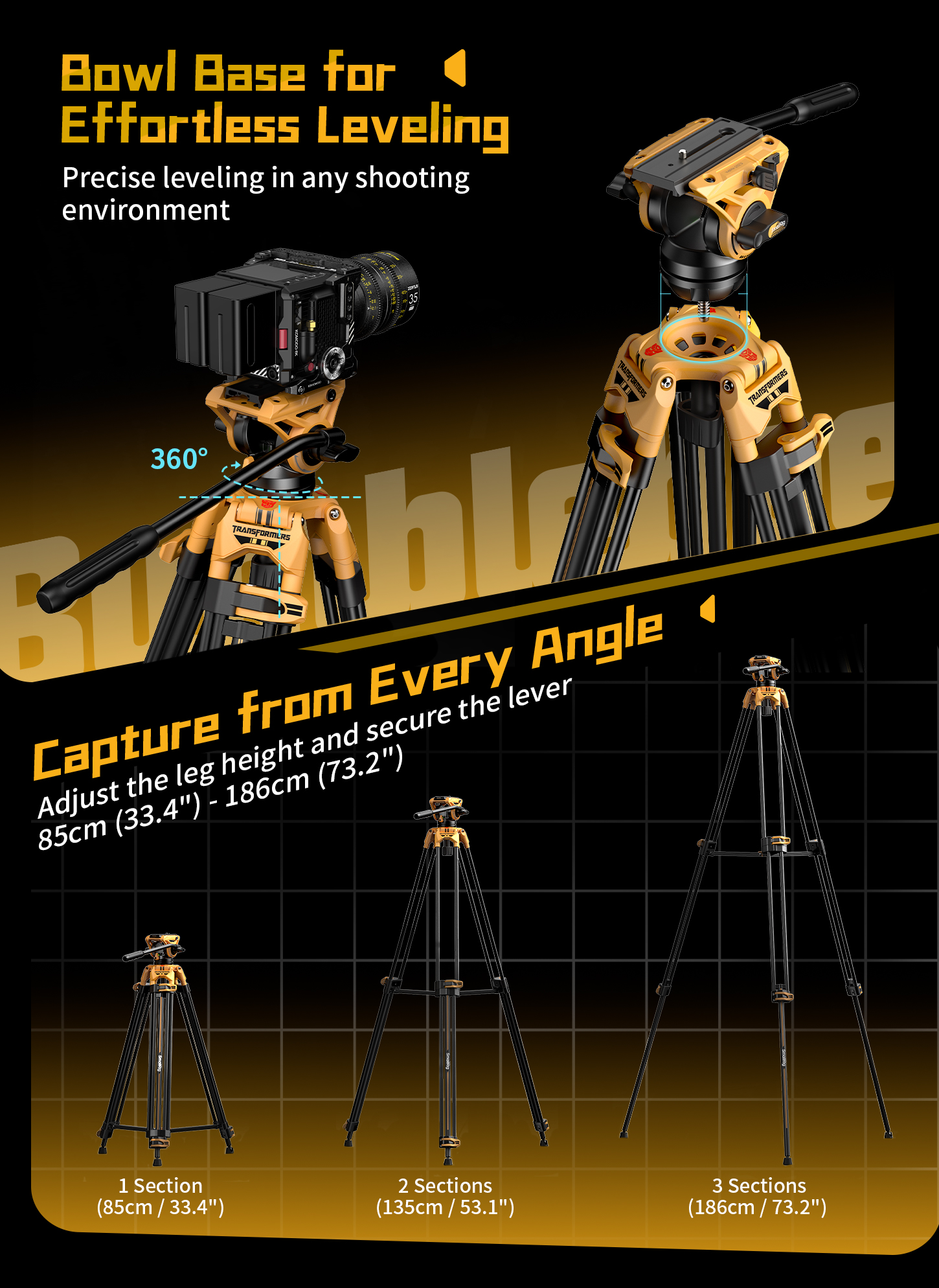 SmallRig Heavy-Duty Fluid Head Tripod AD-01（BumbleBee Edition）5523 ...