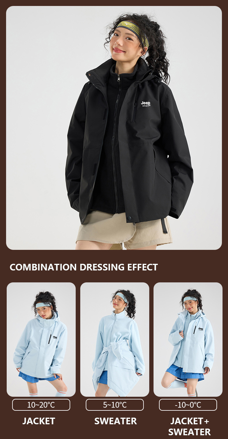 JEEP SPIRIT Three in One Multifunctional Jacket Outdoor Windproof ...